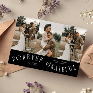 Forever Grateful Black Wedding Multi Photo Thank You Card