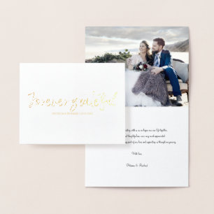 Forever Grateful Chic Wedding Thank You Photo Foil Card