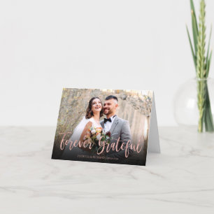 Forever Grateful Elegant Photo Wedding Thank You Card