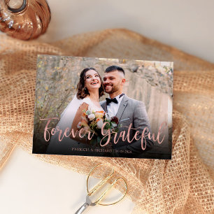 Forever Grateful Elegant Wedding Thank You Photo Card