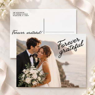 Forever Grateful Modern Wedding Thank You Postcard