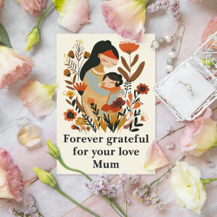 Forever Grateful Mum Mother Daughter Love Floral  Postcard