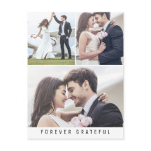 Forever Grateful Simple 3 Photo Wedding Thank you