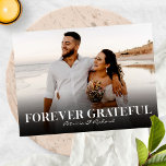 Forever Grateful Simple Wedding Thank You Foto Postcard<br><div class="desc">Elegant White Script Photo Thank You Cards</div>