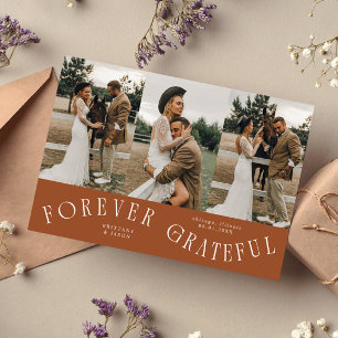Forever Grateful Terracotta Wedding Multi Photo  Thank You Card