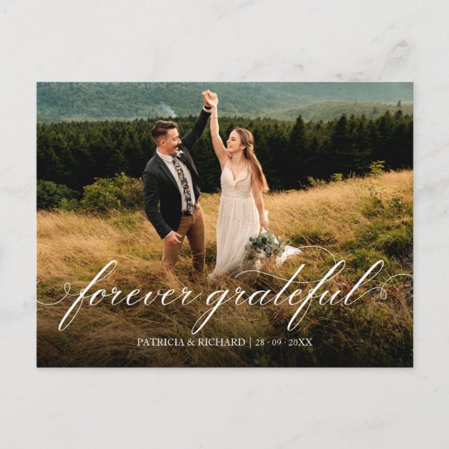 Forever Grateful Wedding Thank You Photo Postcard (Front)