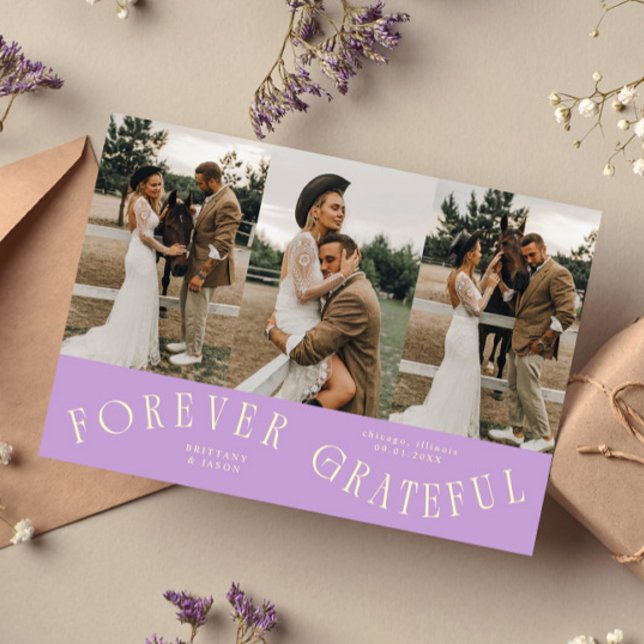 Forever Grateful Wisteria Wedding Multi Photo  Thank You Card (Creator Uploaded)