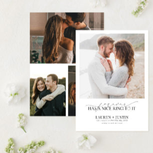 Forever Has a Nice Ring Quote 4 Photo Engagement Invitation