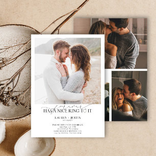 Forever Has a Nice Ring Quote 4 Photo Engagement Invitation