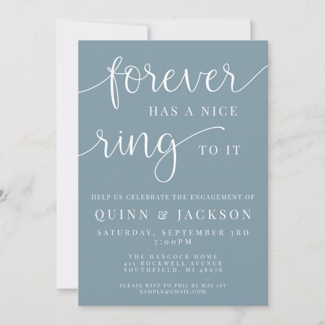 Forever Has A Nice Ring To It Engagement Invite (Front)