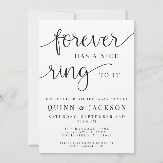 Forever Has A Nice Ring To It Engagement Invite (Front)