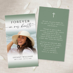 Forever Hearts Cross Photo Funeral Prayer Card