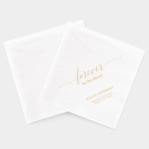 Forever Hearts   Elegant Script Memorial Funeral Foil Napkins