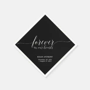 Forever Hearts   Elegant Script Memorial Funeral N Napkin