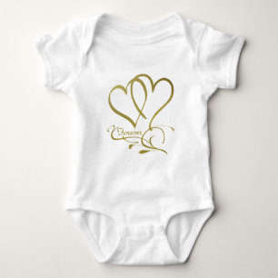 Forever Hearts Gold editable background colours Baby Bodysuit