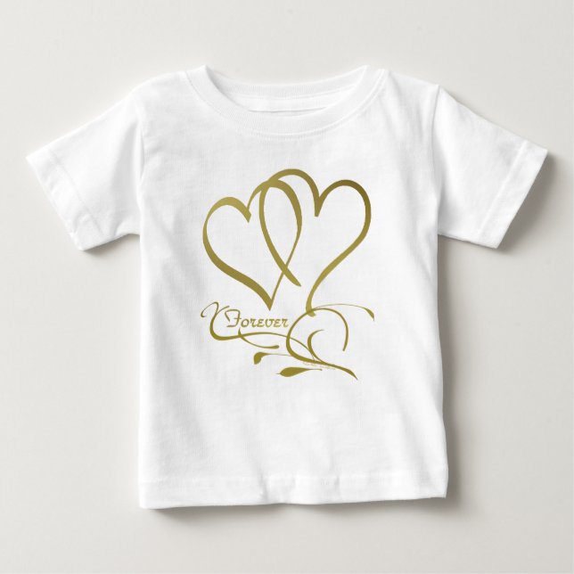 Forever Hearts Gold editable background colours Baby T-Shirt (Front)