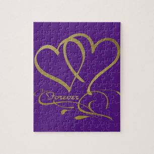 Forever Hearts Gold editable background colours Jigsaw Puzzle