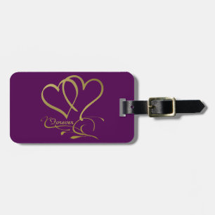 Forever Hearts Gold editable background colours Luggage Tag