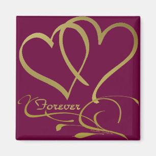 Forever Hearts Gold editable background colours Magnet