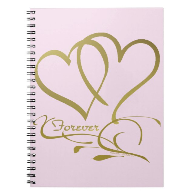 Forever Hearts Gold editable background colours Notebook (Front)