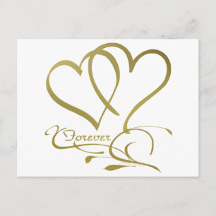 Forever Hearts Gold editable background colours Postcard