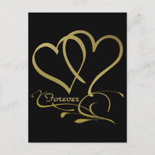 Forever Hearts Gold editable background colours Postcard