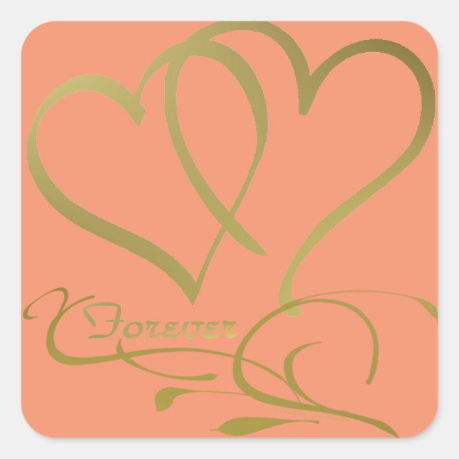Forever Hearts Gold editable background colours Square Sticker (Front)