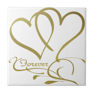 Forever Hearts Gold editable background colours Tile
