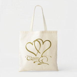Forever Hearts Gold on White Tote Bag