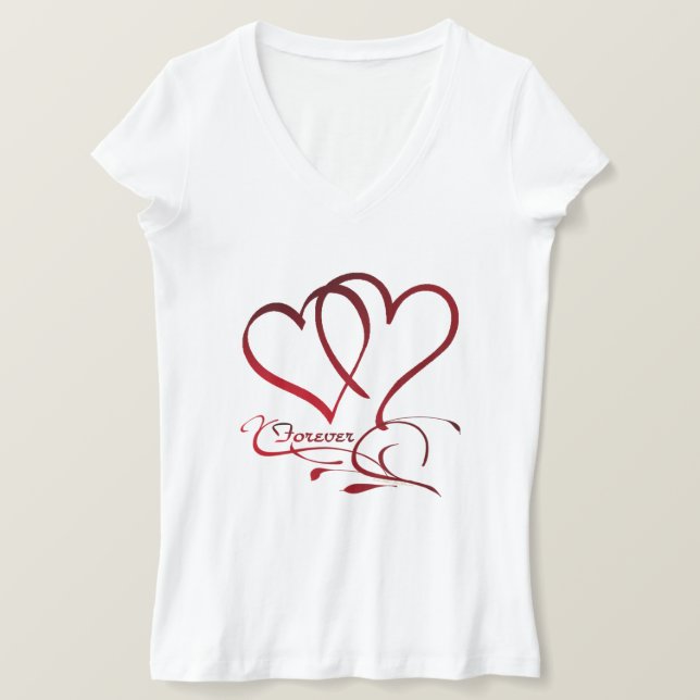 Forever Hearts Red on White T-Shirt (Design Front)