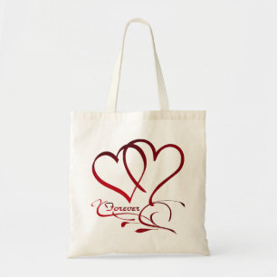 Forever Hearts Red on White Tote Bag