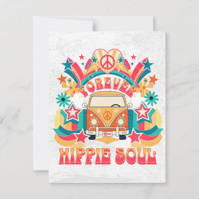 Forever Hippie Soul - Colourful Bus Holiday Card (Front)