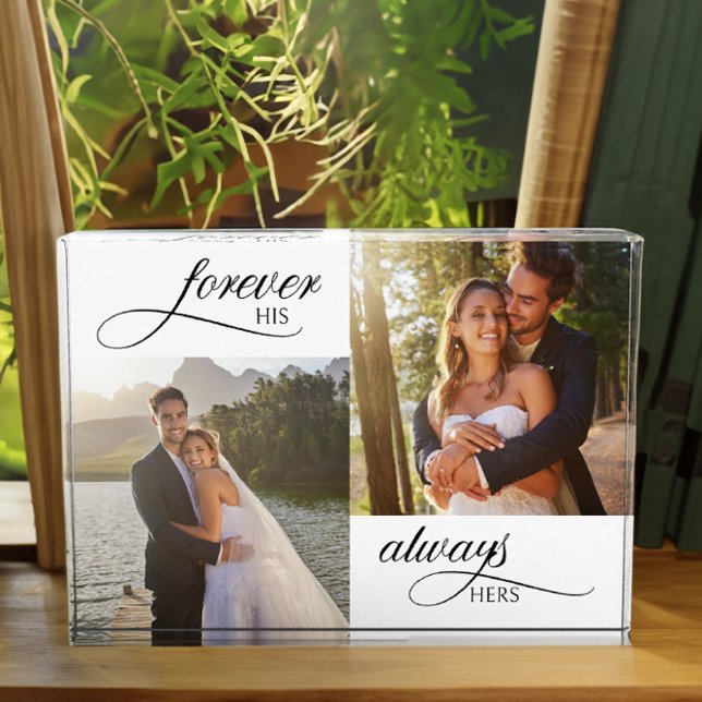 Forever His Always Hers Elegant Wedding Photo Block (wedding photo block from Newlywed Christmas Gift ideas collection by Darling & May)