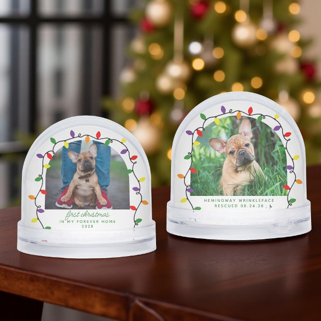 Forever Home First Christmas Pet Rescue Photo Snowglobe (Forever Home First Christmas Pet Rescue Photo Snow Globe)