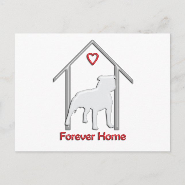 Forever Home White Pitbull Logo Postcard (Front)