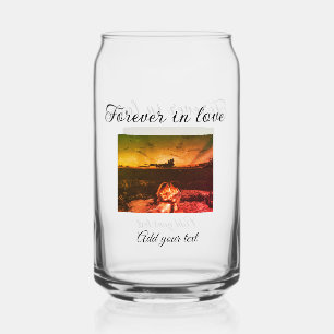 Forever in love add couple photo wedding engaged a can glass