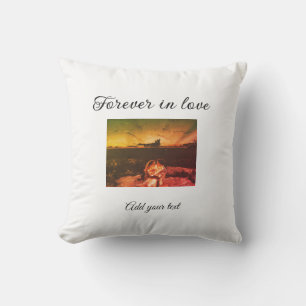 Forever in love add couple photo wedding engaged a cushion