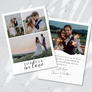 Forever in Love Calligraphy Wedding Photo Thank You Card