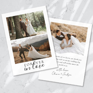 Forever in Love Calligraphy Wedding Photo Thank You Card