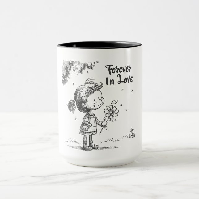 "Forever In Love" Daisy Sketch Mug (Center)