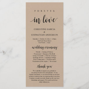 Forever in love, Modern Wedding Ceremony, kraft Programme