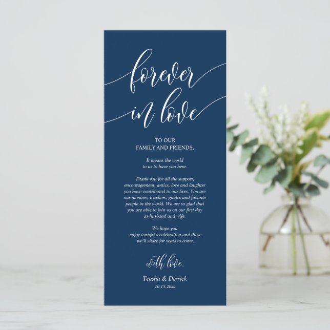 Forever in love, Place Setting Thank You Cards (Standing Front)