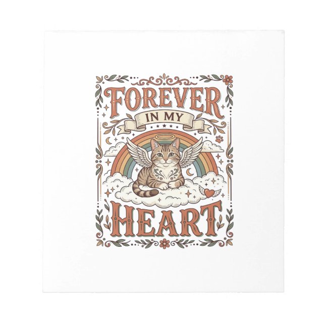 Forever In My Heart Cat Memorial Rainbow Bridge Vi Notepad (Front)