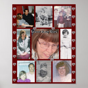 Forever In My Heart Photo Collage Hearts Red Poster