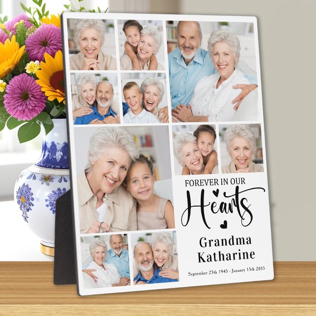 Forever in our Hearts 10 Photo Collage Memorial Plaque (Creator Uploaded)
