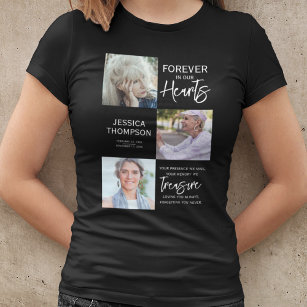 Forever in our Hearts 3 Photo Collage Funeral T-Shirt
