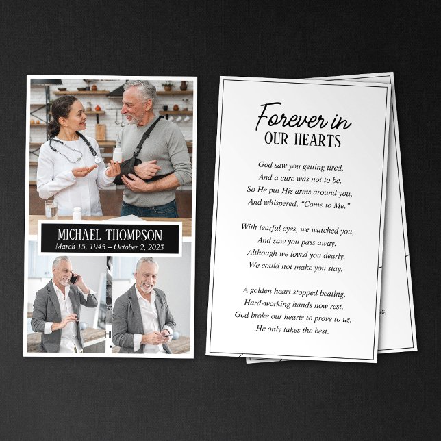 Forever in Our Hearts 3 Photo Memorial Prayer Card (Creator Uploaded)