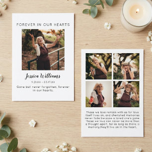 Forever In Our Hearts 5 Photo Funeral Prayer Calling Card