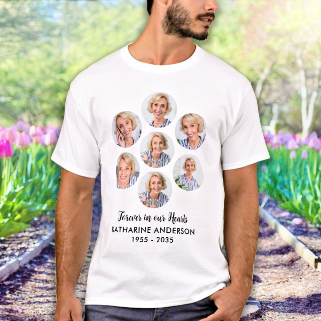 Forever in our Hearts 7 Photo Collage Memorial T-Shirt (Creator Uploaded)