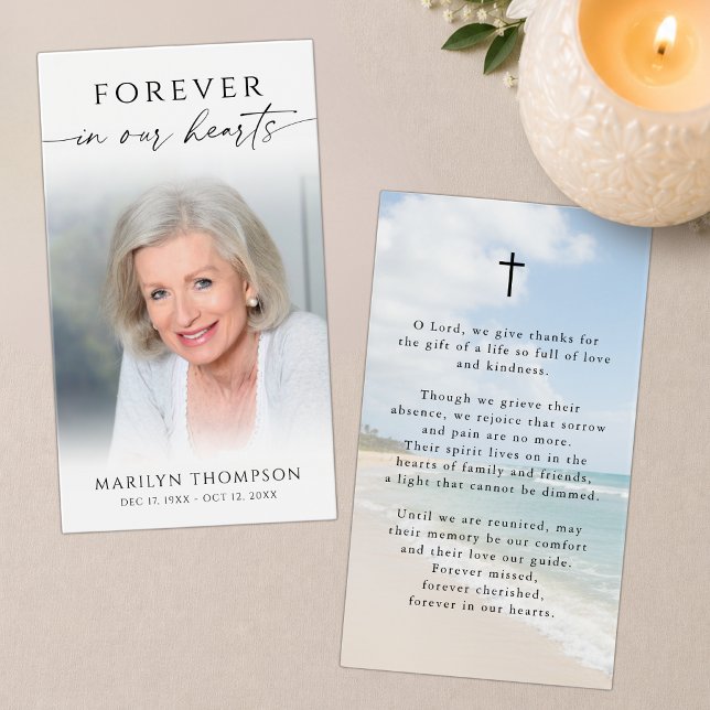 Forever in Our Hearts Beach Memorial Prayer Cards (Creator Uploaded)